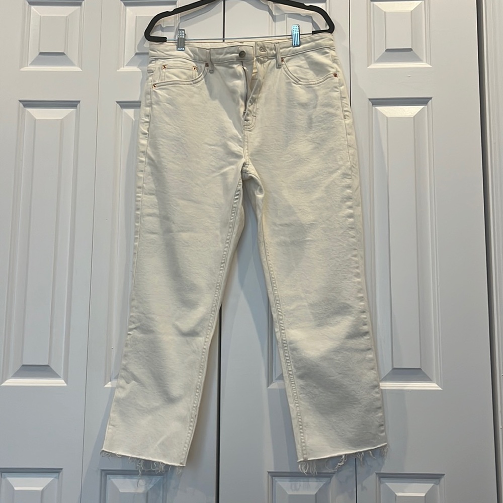 NEVER WORN Topshop Ecru Straight Jeans in W34/86cm to fit L32/81cm